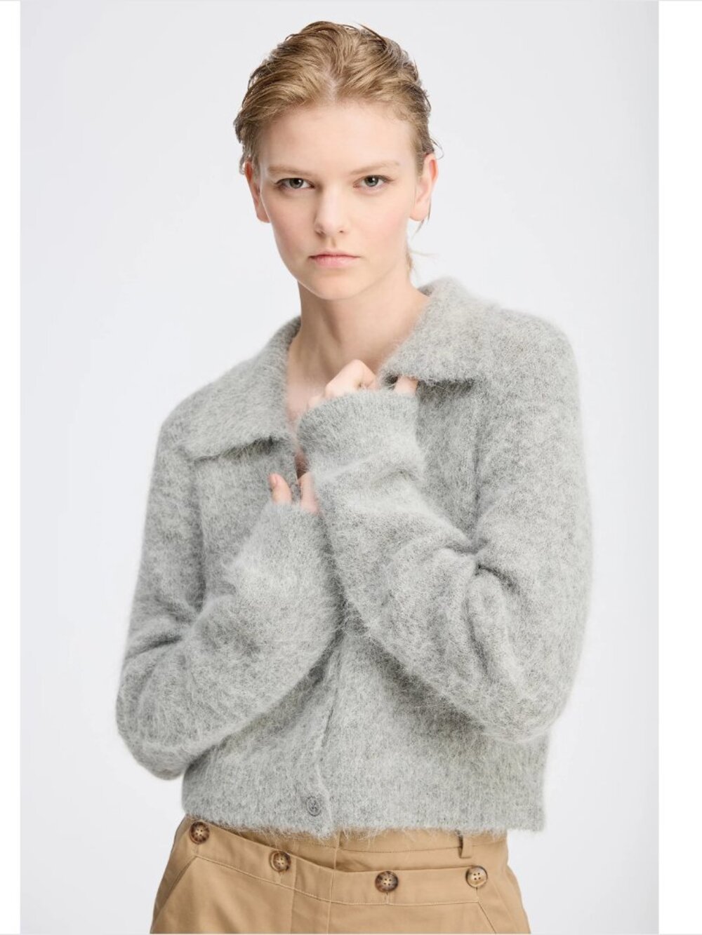 Munthe "Roxas" Cropped Cardigan in Grey, size 36 - Picture 2 of 8